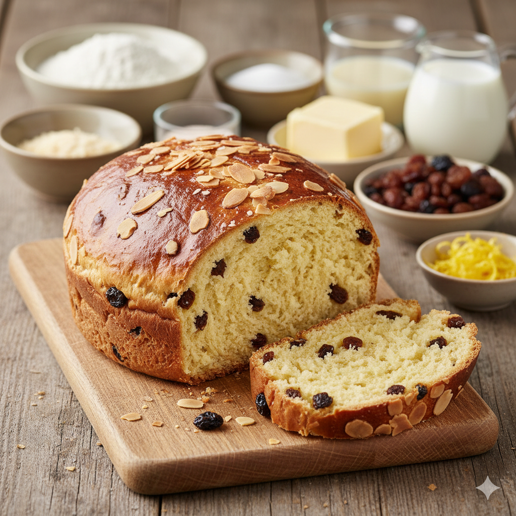 Osterbrot mit Rosinen & Mandel
