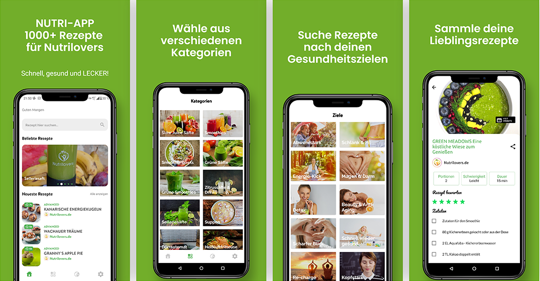 Für jeden Nutrilover Finde dein passendes Rezept Jetzt auch als App erhältlich!