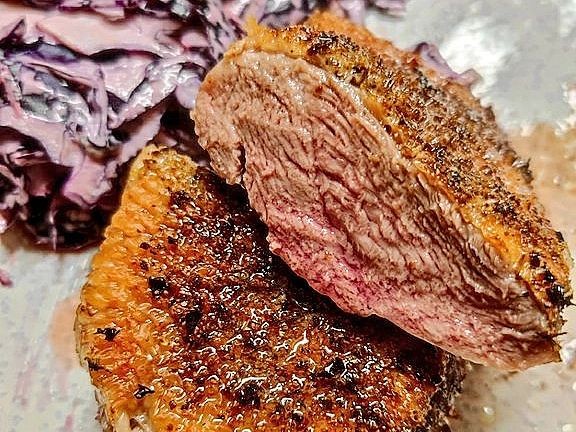 Entenbrust aus der #Heißluftfritteuse mit Rotkohlsalat