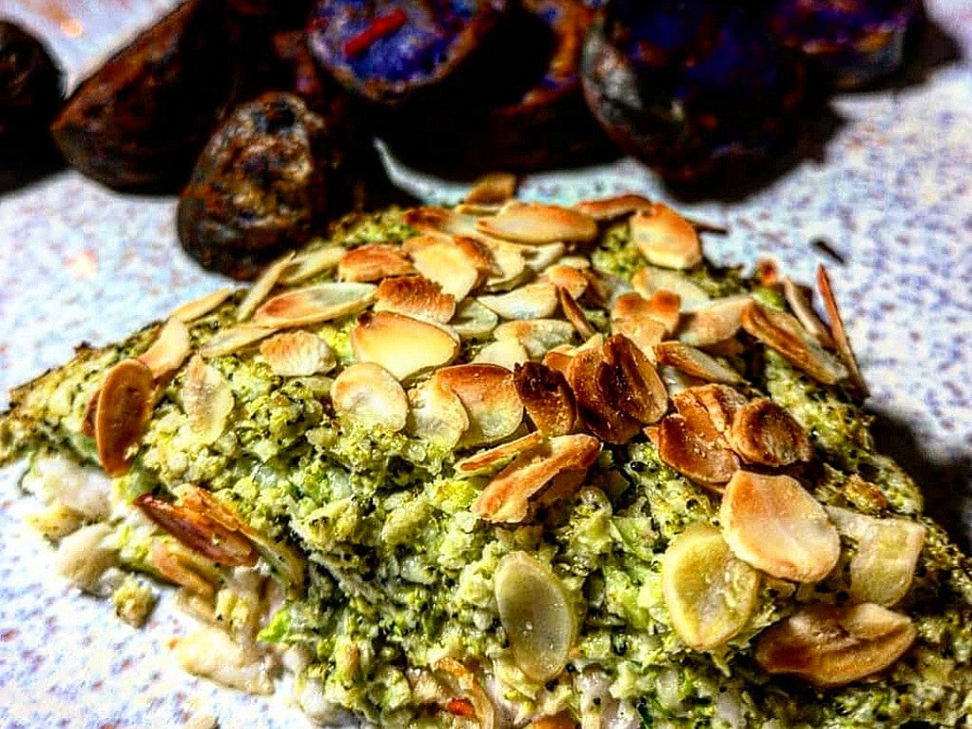 Fischfilet mit Brokkoli - Mandel-Kruste aus dem #Nutrifryer Als Beilage gab es knusprige Fritte Rezeptkarte: