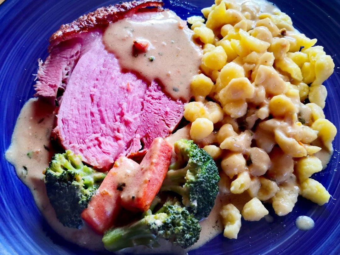 Krustenbraten Heißluftfritteusen Rezept Köstlicher Krustenbraten Ganz einfach und schnell zubereitet in deiner NUTRI-FRYER Heißluftfritteuse.