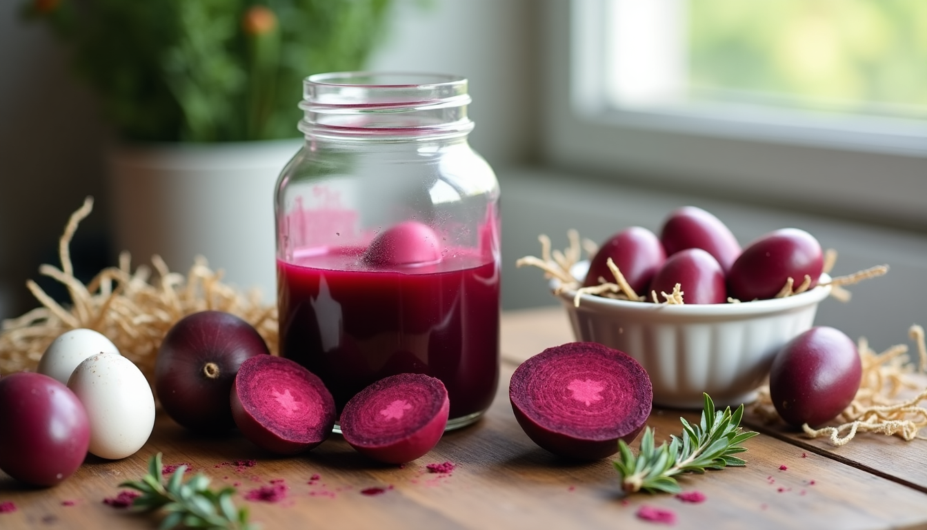 ▷ Ostereier mit Rote-Bete-Saft aus dem Slow Juicer färben
