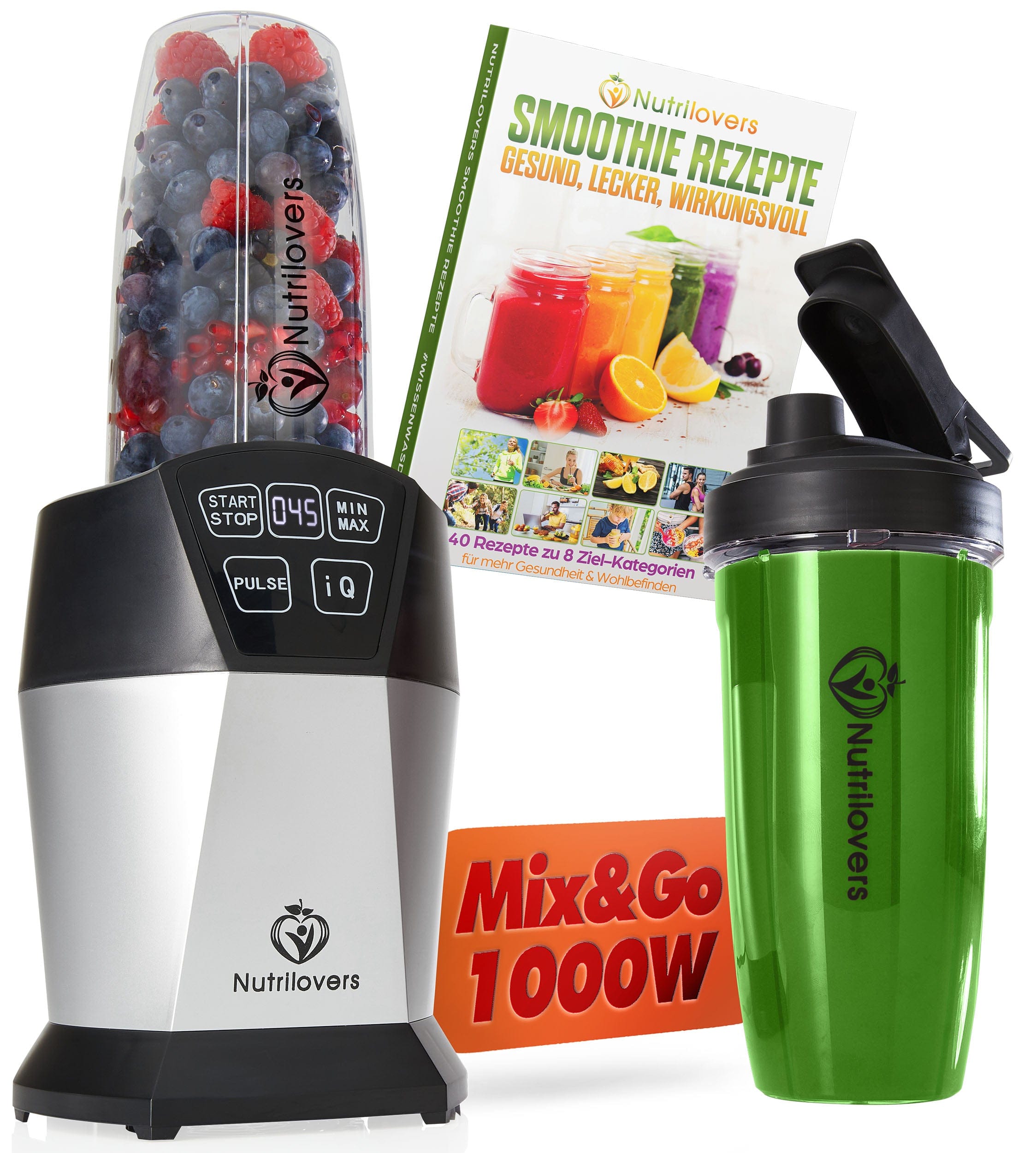 Nutrilovers GREEN-PRESS MAX Slow Juicer + NUTRI-BLENDER Smoothie-Maker | Spar-Bundle WissenWasDrinIst