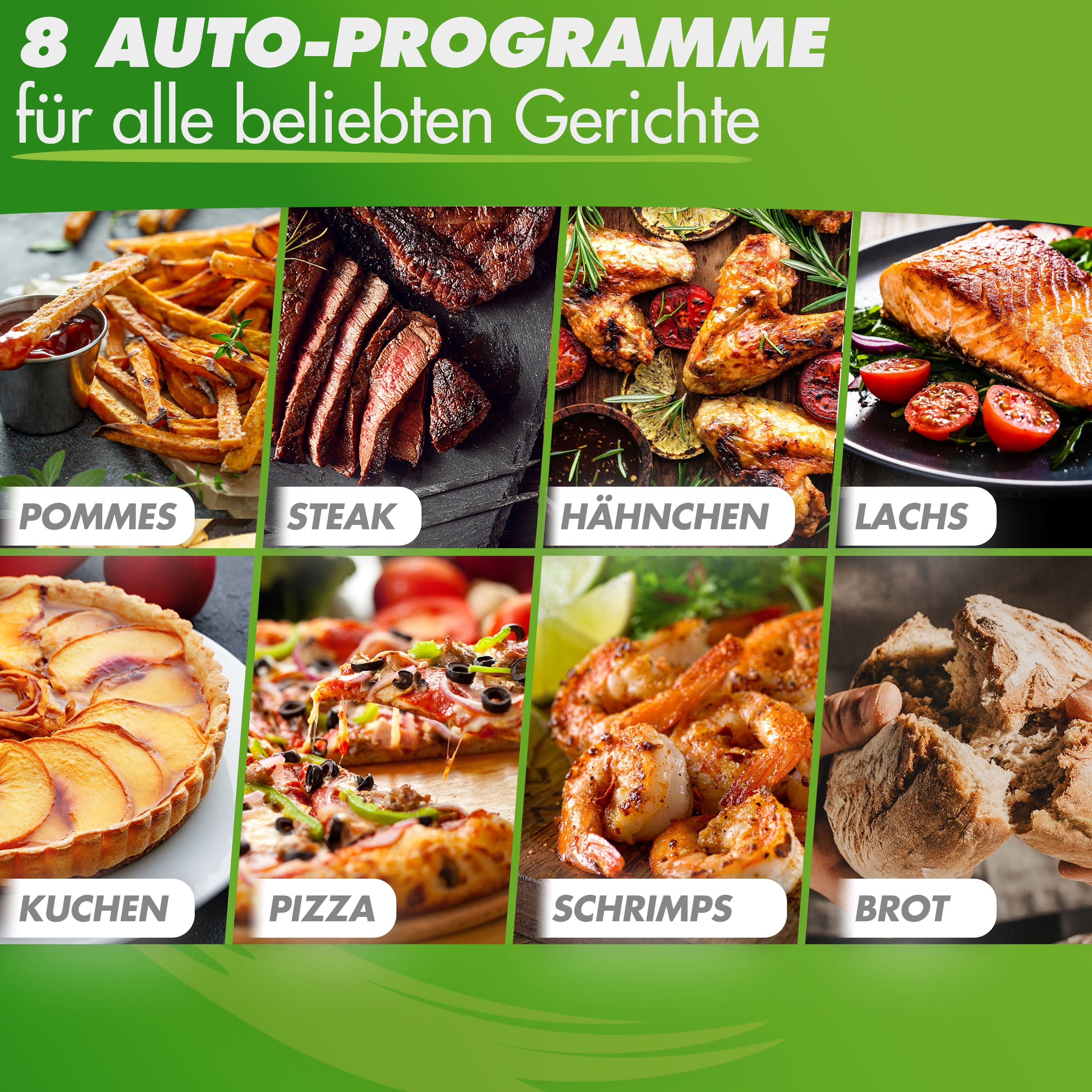 Nutrilovers Heißluftfritteuse NUTRI-FRYER Heißluftfritteuse XXL Edelstahl 2000W Power Airfryer Groß 8L - Double Heating, Sichtfenster, Pommes Fritteuse ohne Fett & Öl mit Rezeptbuch WissenWasDrinIst