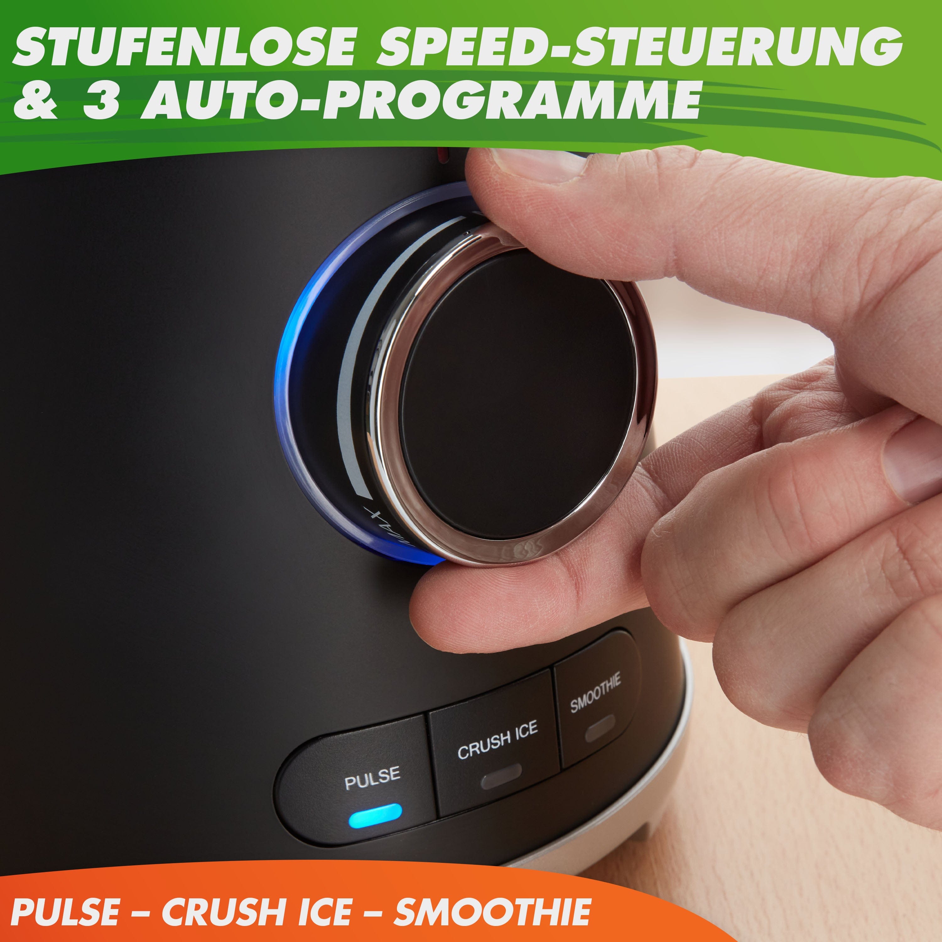 Nutrilovers Standmixer NUTRI-BLENDER GLAS (B) Standmixer mit Glasbehälter, 1300W, 3 Programme inkl. Rezeptbuch WissenWasDrinIst