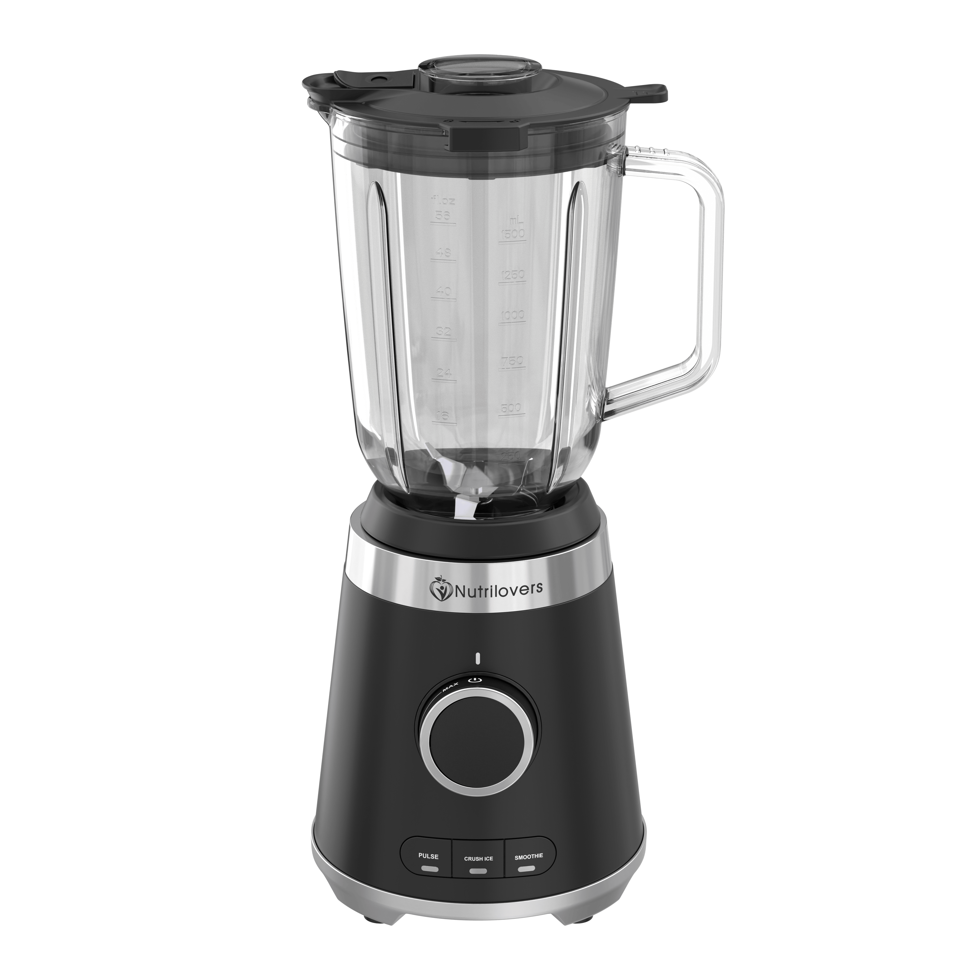 Nutrilovers Standmixer NUTRI-BLENDER GLAS Standmixer mit Glasbehälter, 1300W, 3 Programme inkl. Rezeptbuch WissenWasDrinIst