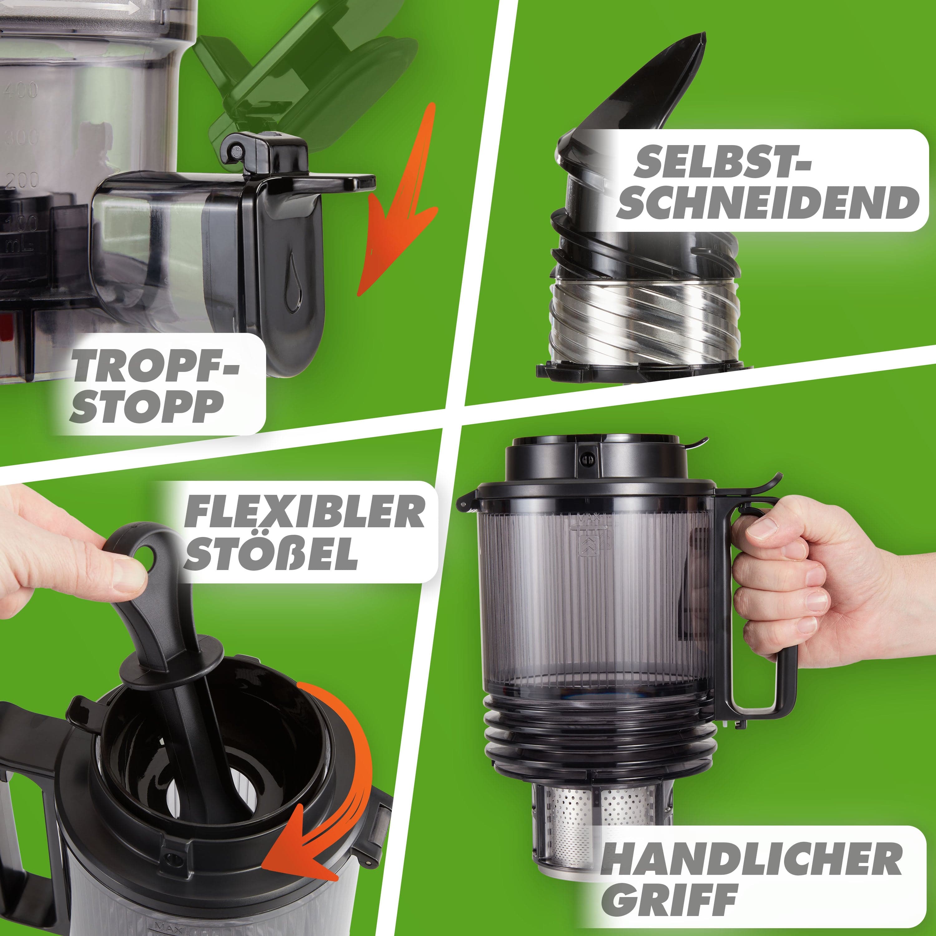 Nutrilovers Slow Juicer NUTRI-PRESS MAX+ (B) Ganze Früchte entsaften - 150mm