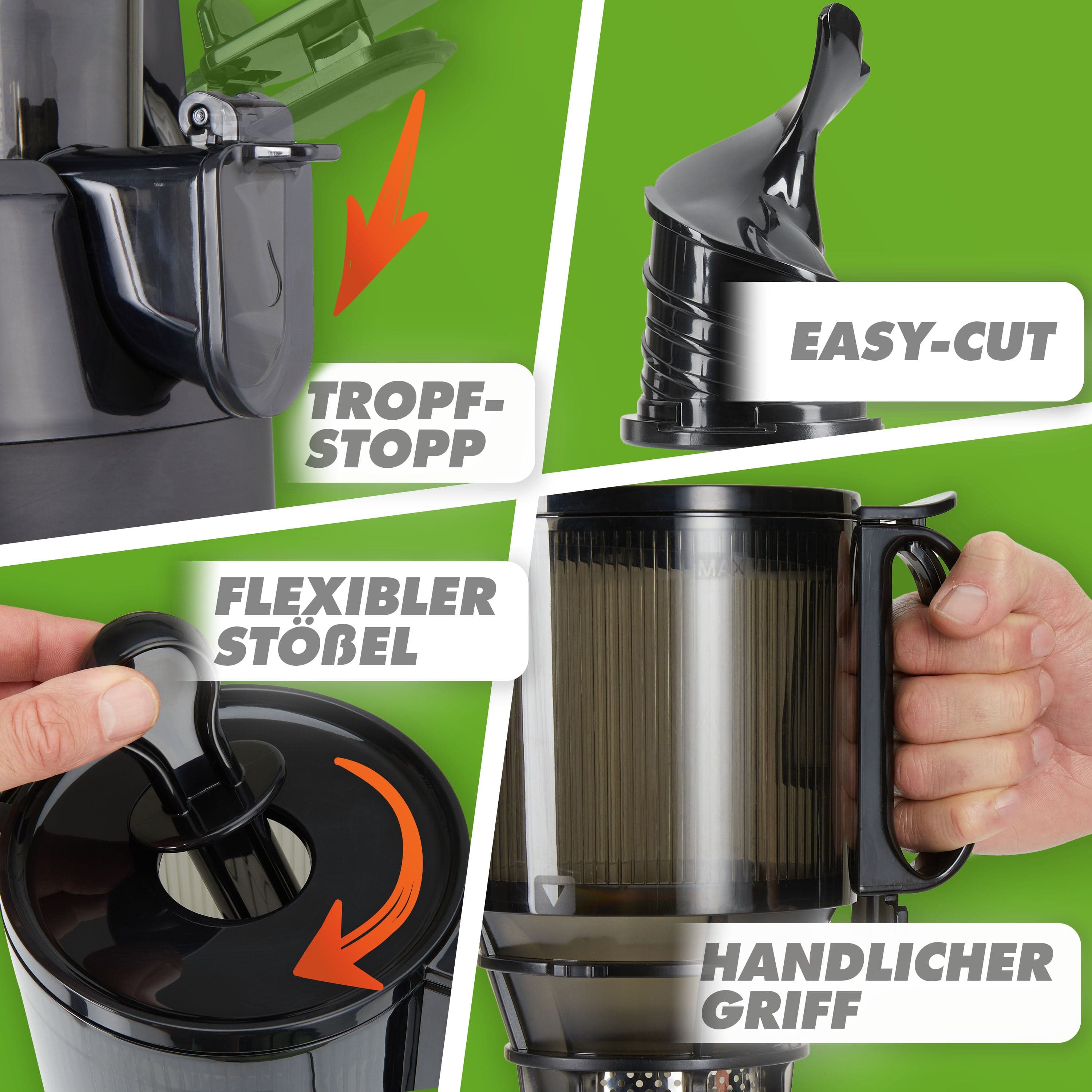 Schwarzer Küchenmixer mit Tropfstopp, flexiblem Stößel und praktischem Griff für einfache Handhabung