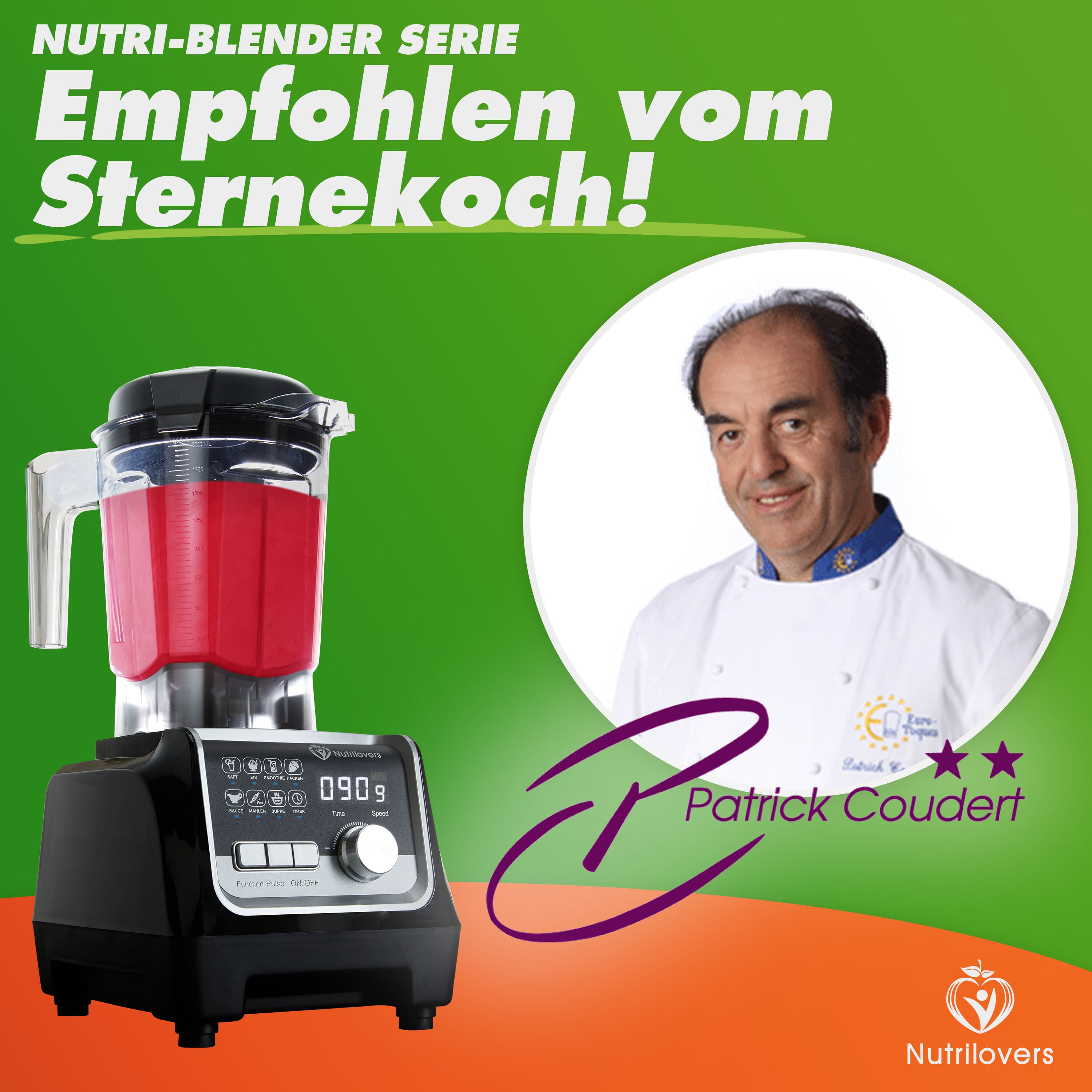 Nutrilovers Hochleistungsmixer NUTRI-BLENDER MAX+ 2000W Standmixer, 7 Programme