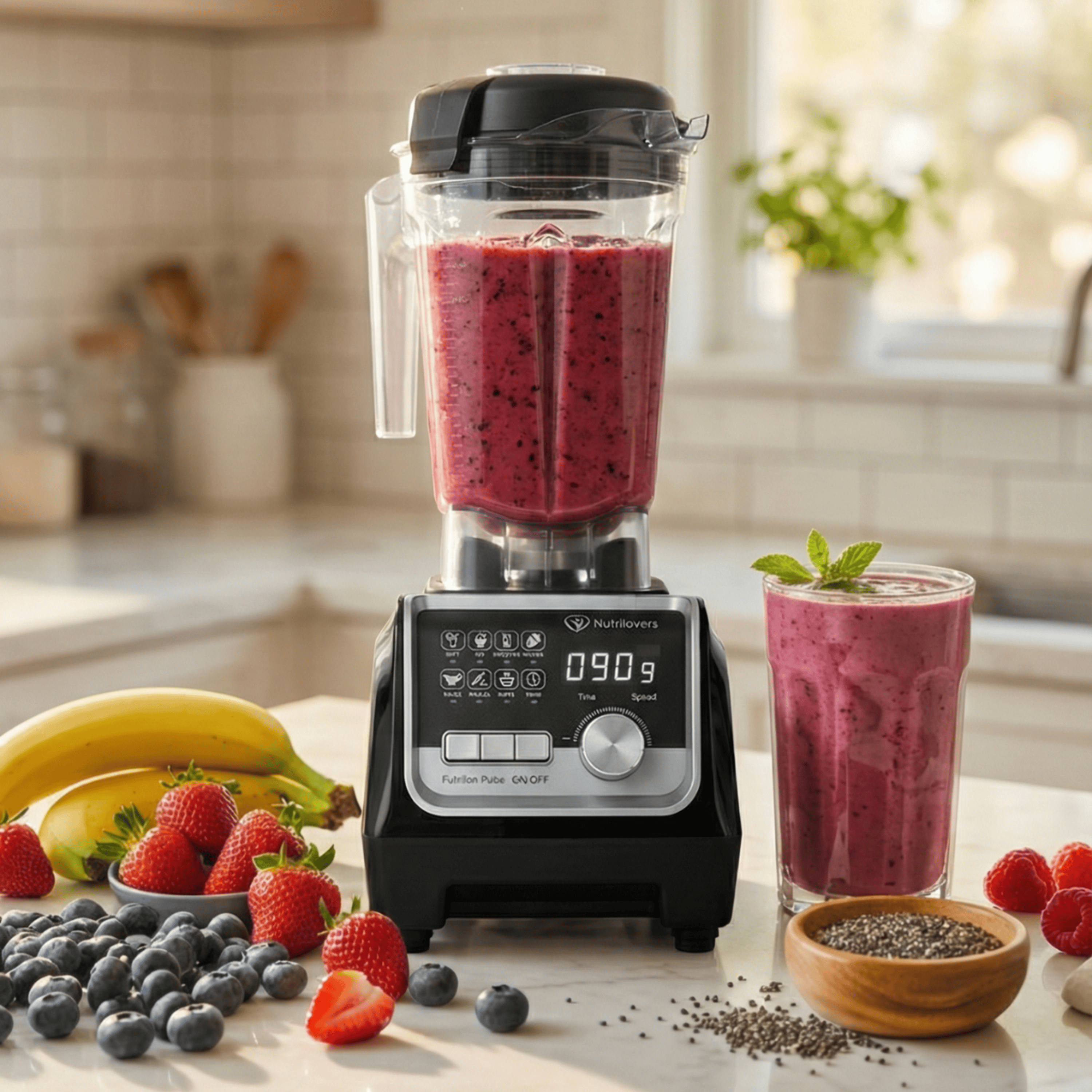 Nutrilovers Hochleistungsmixer NUTRI-BLENDER MAX+ 2000W Standmixer, 7 Programme
