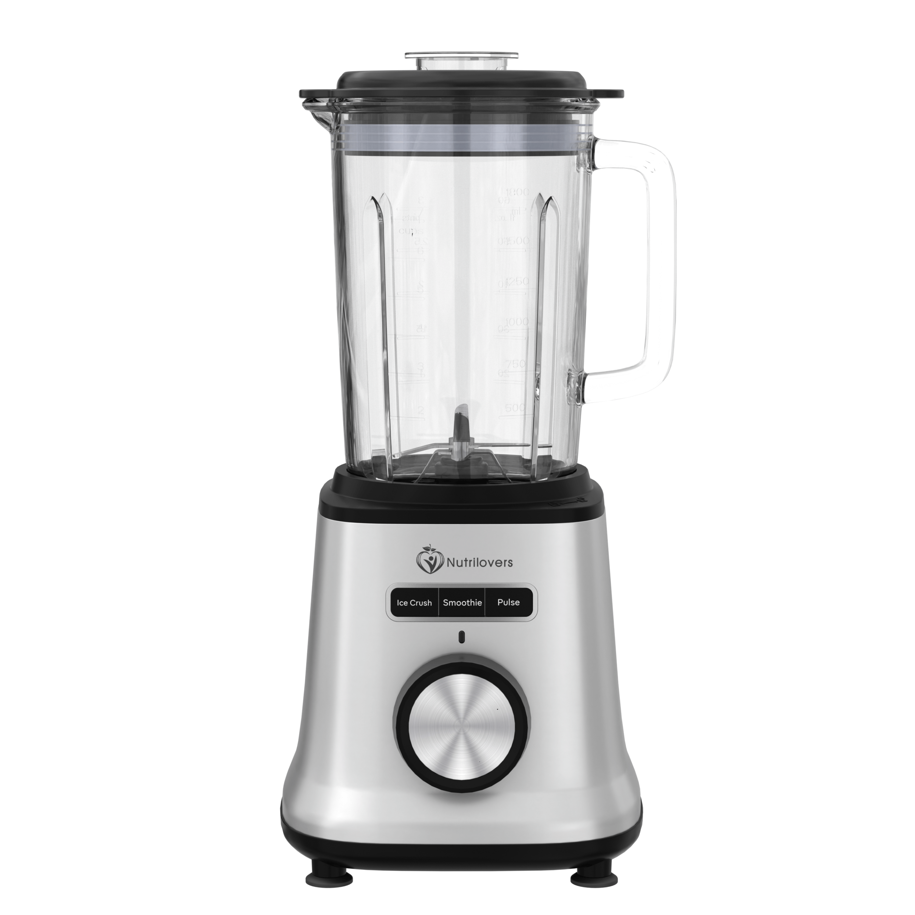 Nutrilovers Standmixer Glas NUTRI-BLENDER GLAS+ Hochleistungsmixer mit Glasbehälter 1800W Edelstahl (Silber)