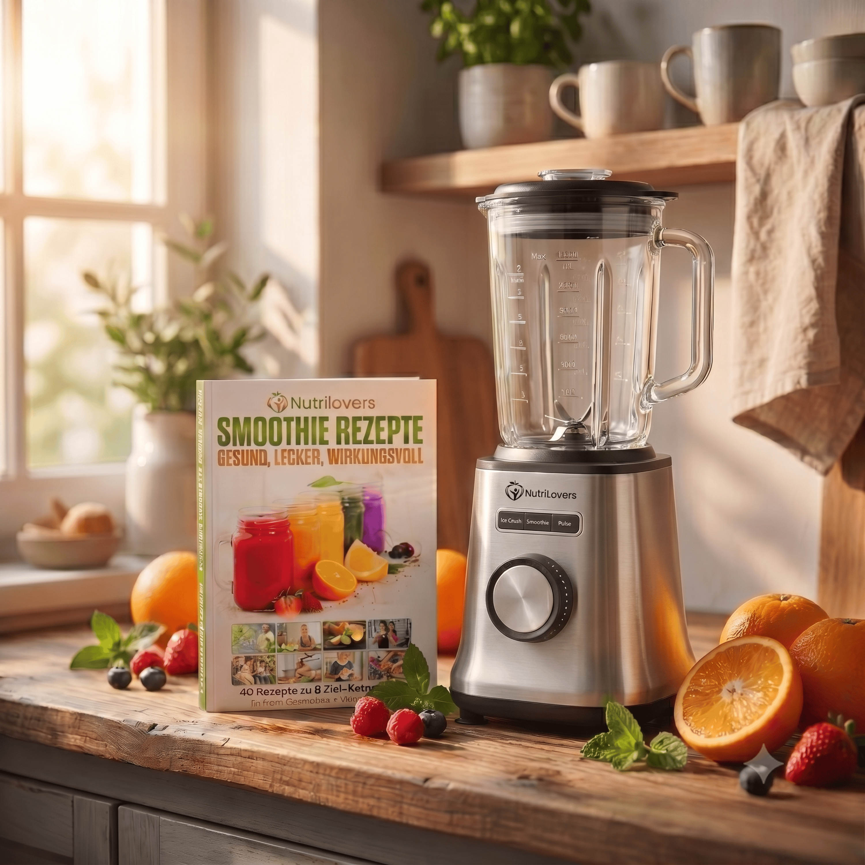 Nutrilovers Standmixer Glas NUTRI-BLENDER GLAS+ Hochleistungsmixer mit Glasbehälter 1800W Edelstahl (Silber)