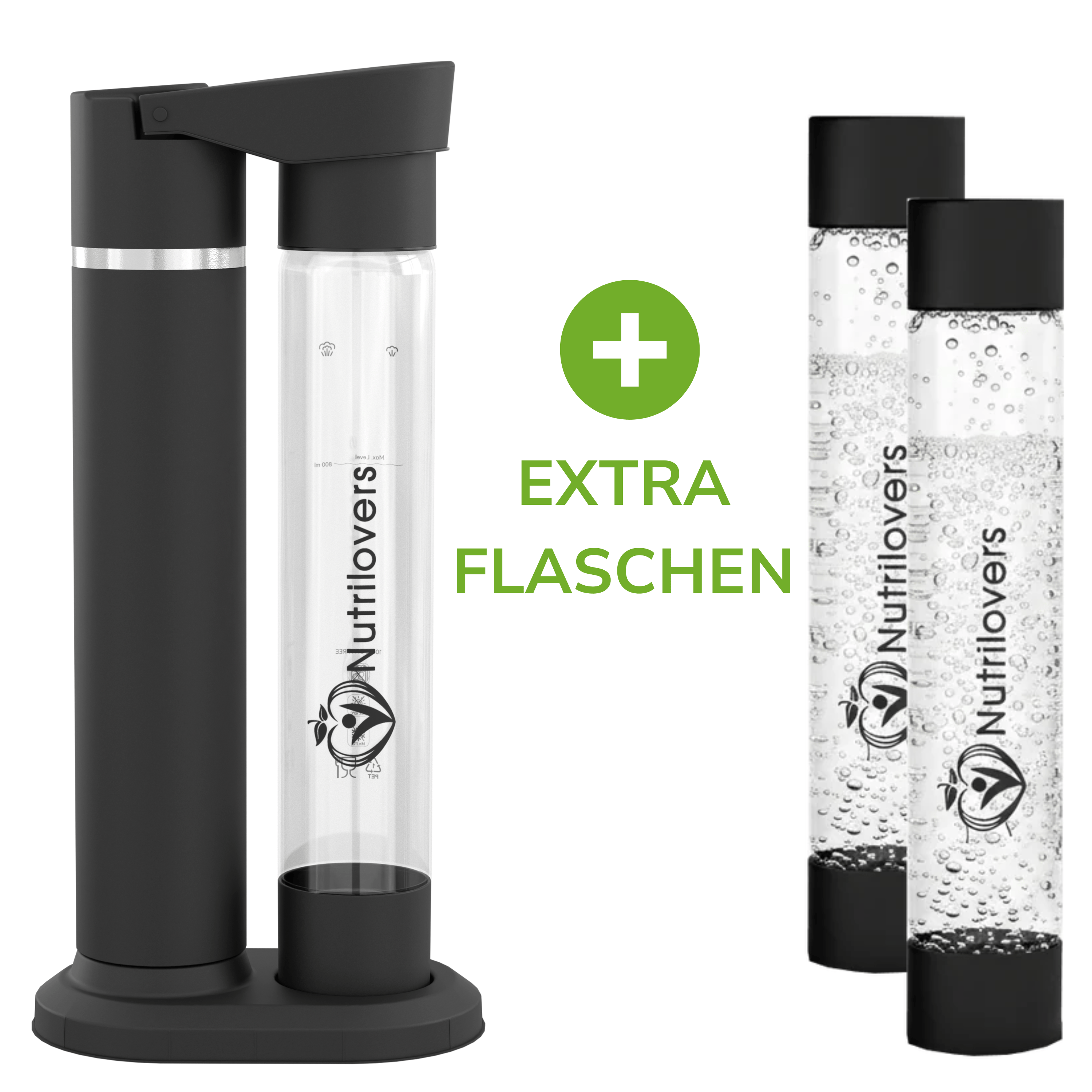 Nutrilovers NUTRI-STREAM Wassersprudler mit Extra Flaschen, Wähle selbst!