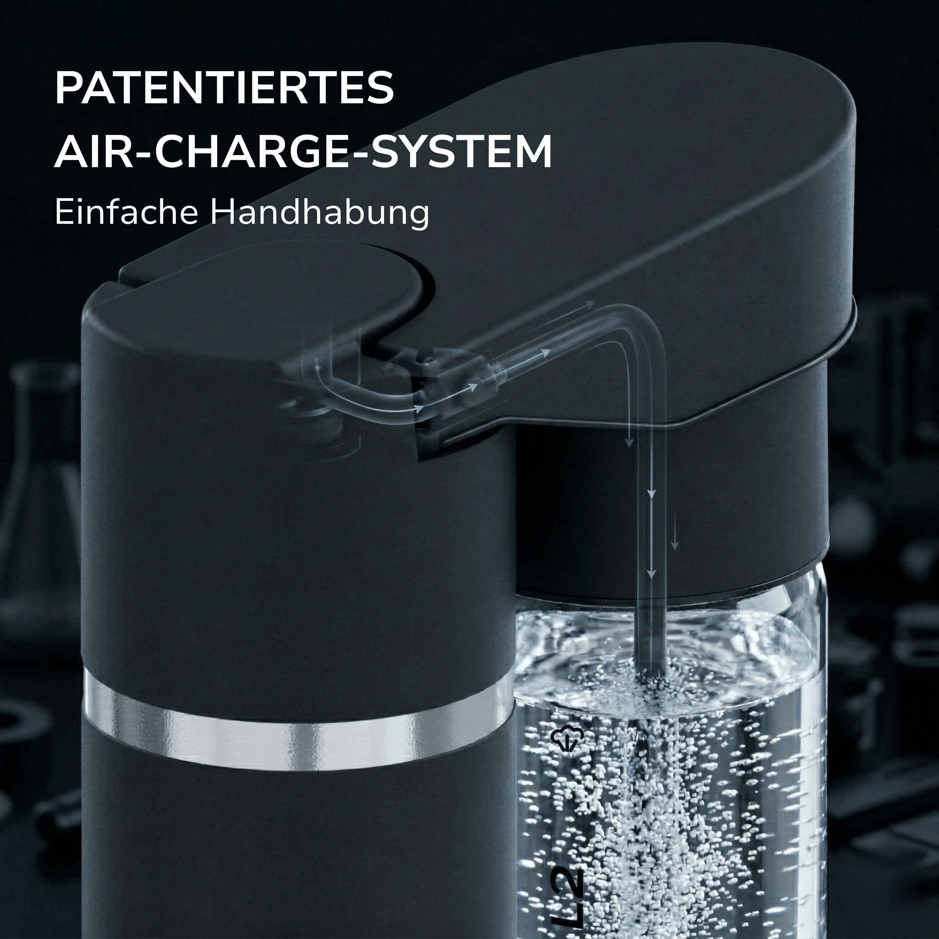 Nutrilovers Wassersprudler NUTRI-STREAM (B) | Soda Maker Edelstahl Schwarz, BPA-frei