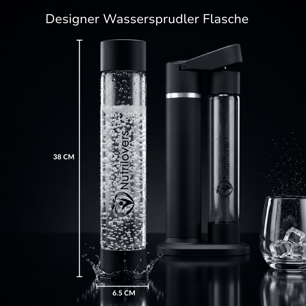 Nutrilovers Wassersprudler NUTRI-STREAM (B) | Soda Maker Edelstahl Schwarz, BPA-frei