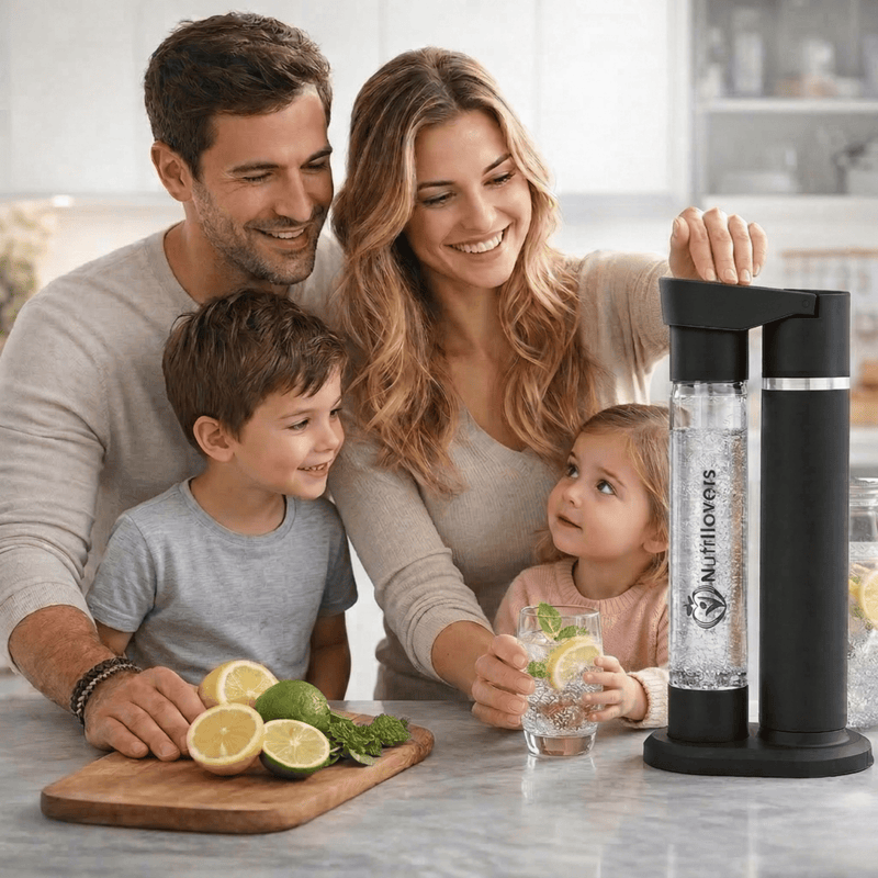 Nutrilovers Wassersprudler NUTRI-STREAM (B) | Soda Maker Edelstahl Schwarz, BPA-frei