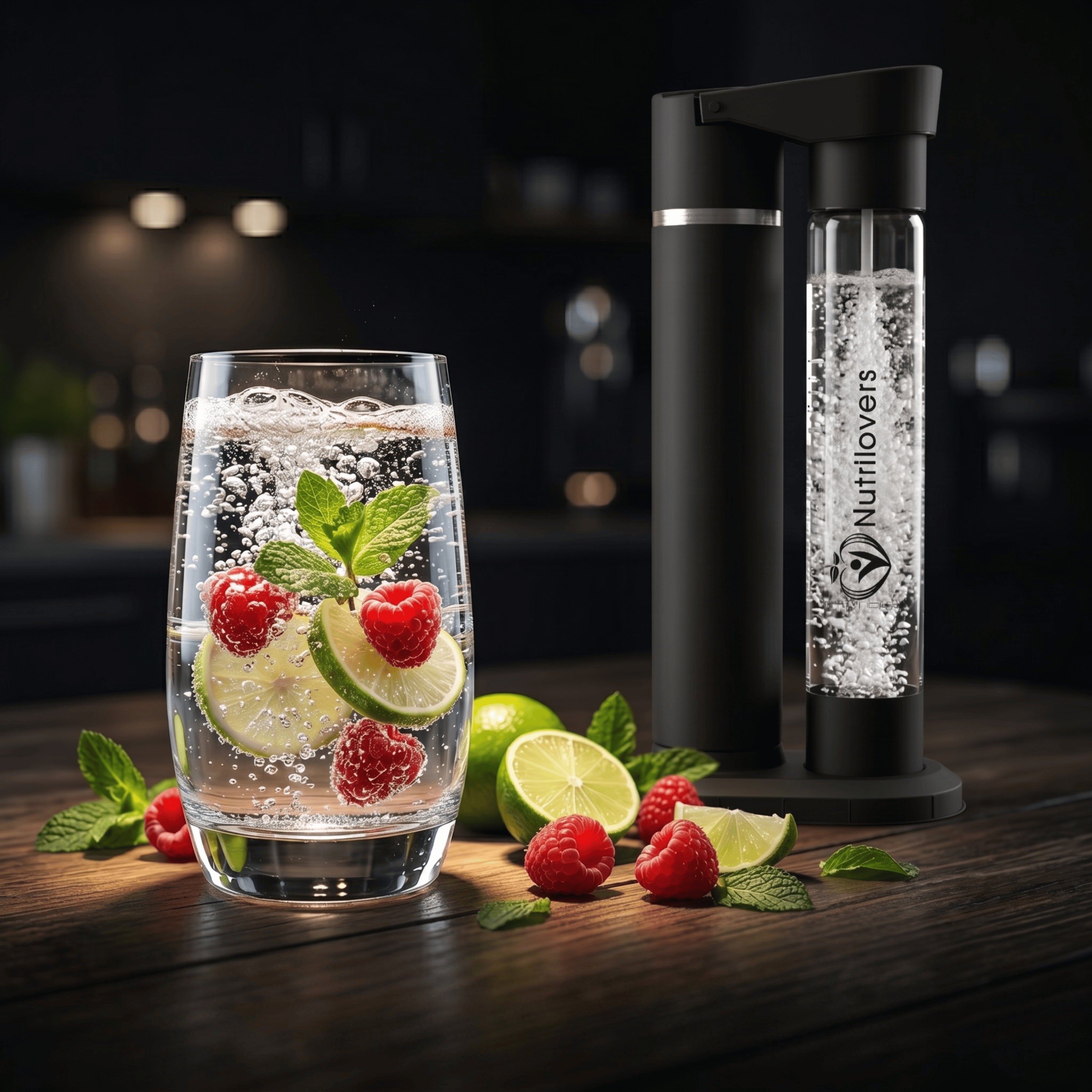 Nutrilovers Wassersprudler NUTRI-STREAM Soda Maker Edelstahl Schwarz, BPA-frei