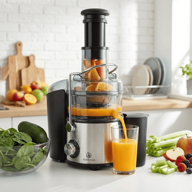 Nutrilovers Entsafter QUICK-JUICER MAX Zentrifugal-Entsafter mit XXL-Einwurf