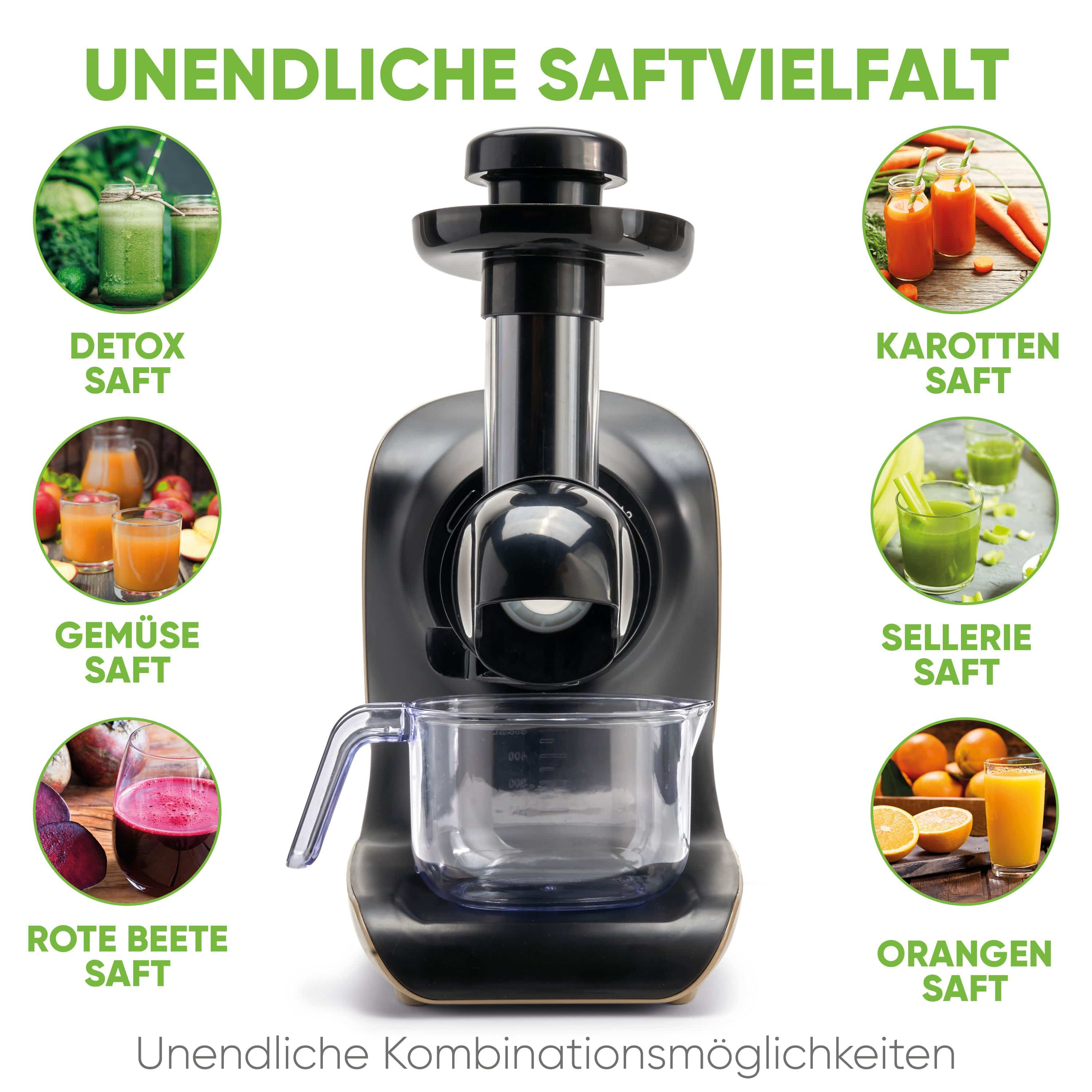 Nutrilovers Slow Juicer GREEN-PRESS KERAMIK (B) GOLD Slow Juicer für Sellerie & Grünes | BPA-frei WissenWasDrinIst