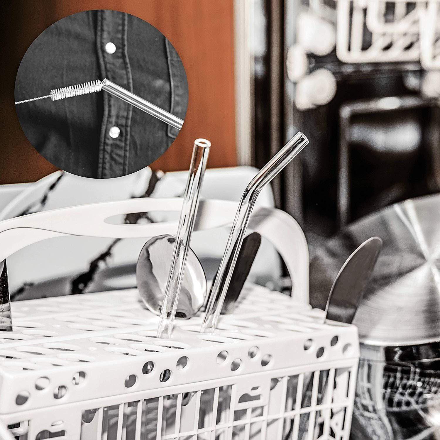 Nutrilovers Glas-Trinkhalme NUTRI-STRAWS Glasstrohhalme 4er Set, Gerade & Gebogen WissenWasDrinIst