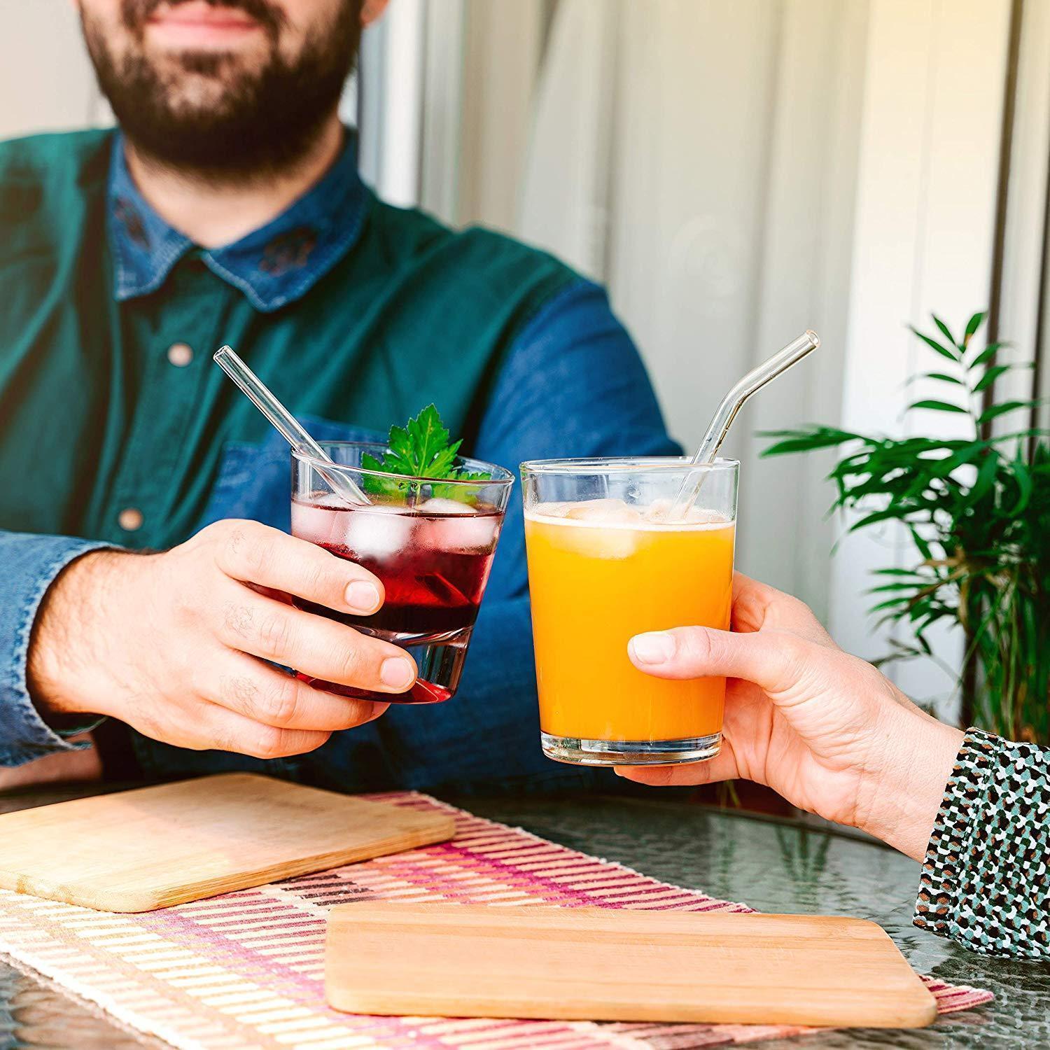 Nutrilovers Glas-Trinkhalme NUTRI-STRAWS Glasstrohhalme 4er Set, Gerade & Gebogen kuechengeraete haushaltsgeraete WissenWasDrinIst