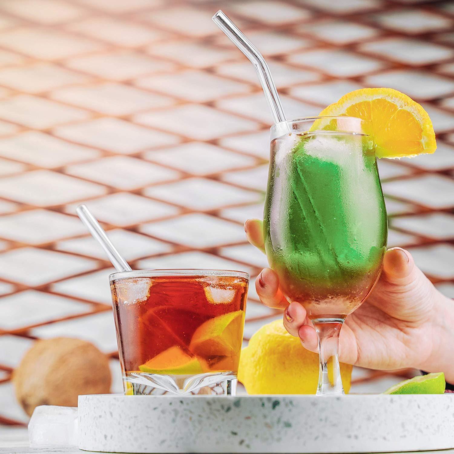 Nutrilovers Glas-Trinkhalme NUTRI-STRAWS Glasstrohhalme 4er Set, Gerade & Gebogen WissenWasDrinIst