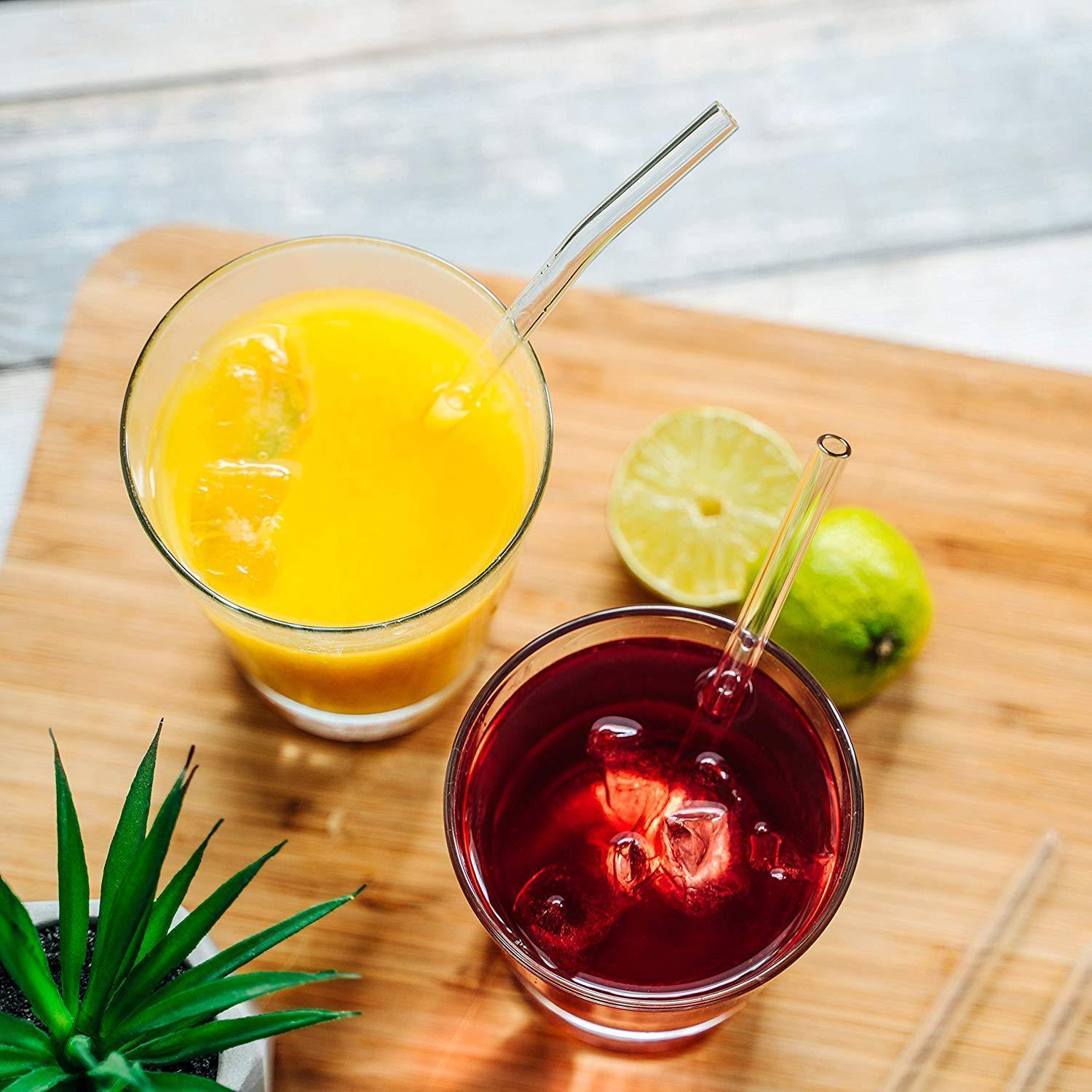 Nutrilovers Glas-Trinkhalme NUTRI-STRAWS Glasstrohhalme 4er Set, Gerade & Gebogen WissenWasDrinIst