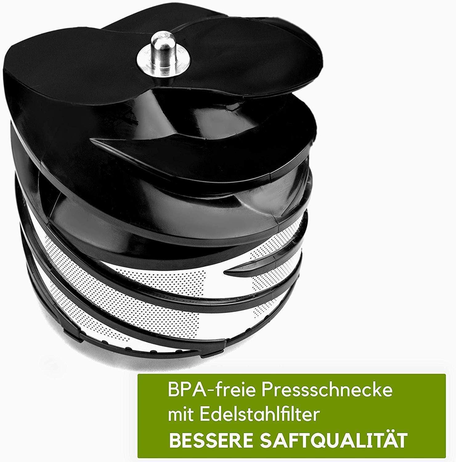 Nutrilovers Slow Juicer NUTRI-PRESS Slow Juicer für Einsteiger | BPA-Frei (Schwarz) WissenWasDrinIst