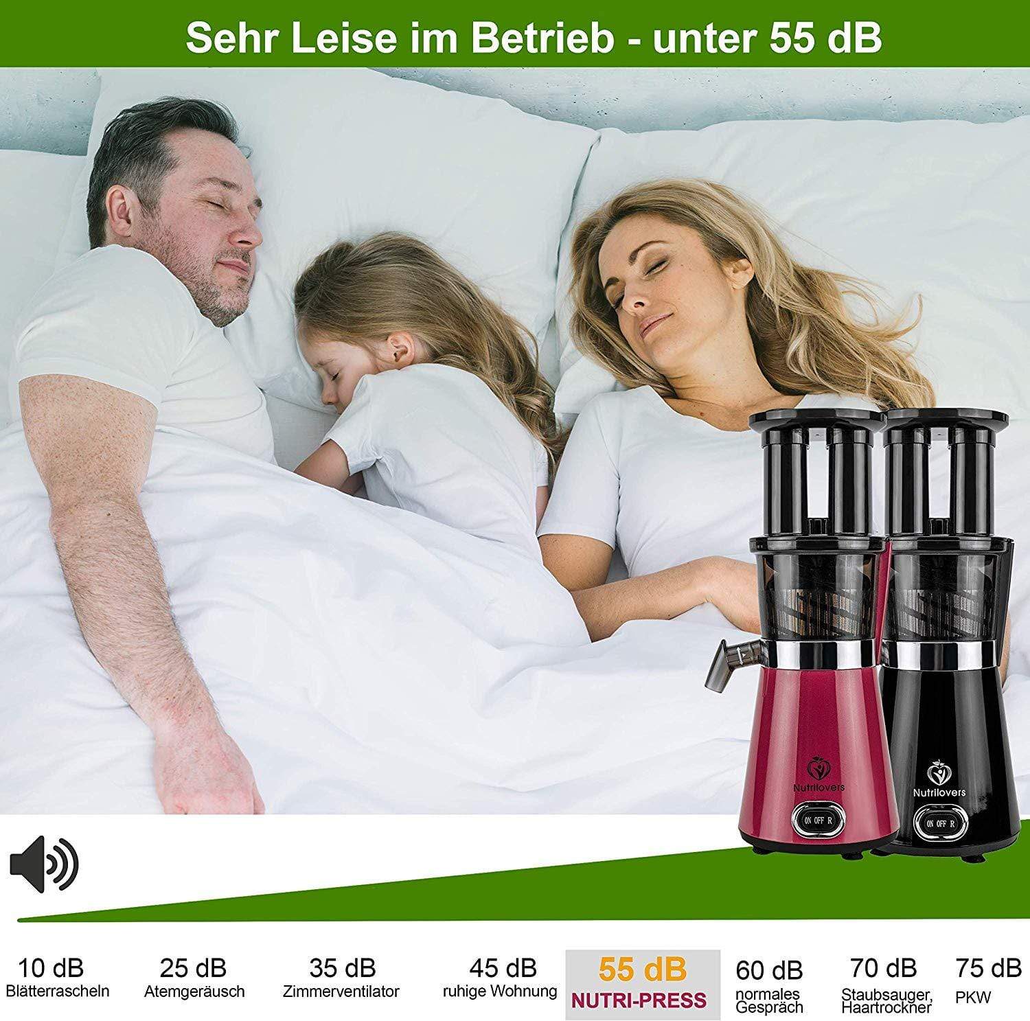 Nutrilovers Slow Juicer NUTRI-PRESS Slow Juicer für Einsteiger | BPA-Frei (Pink) WissenWasDrinIst