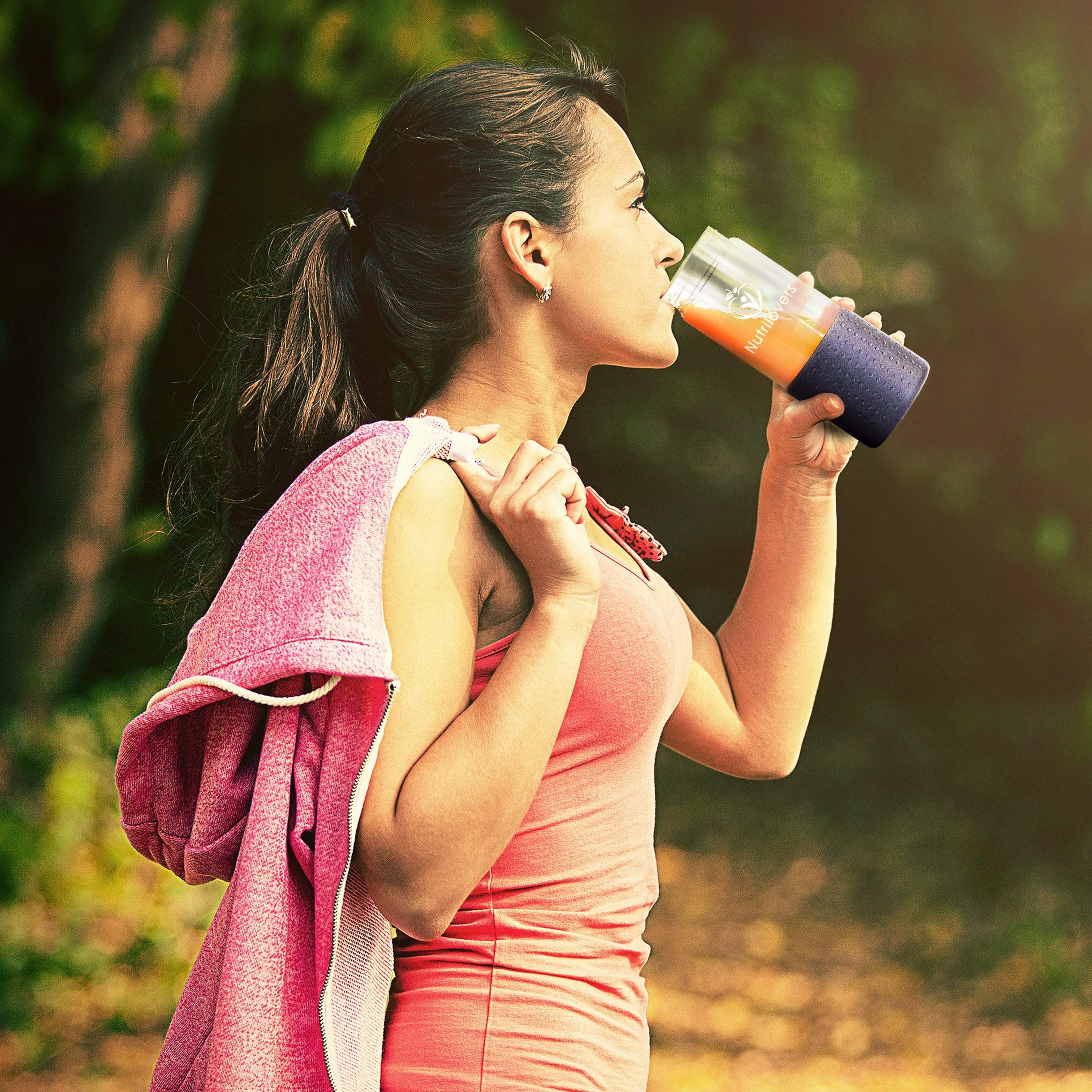 Nutrilovers Trinkflasche NUTRI-BOTTLE ICE Gefrierfeste Slow Juice Glasflasche (BPA-Frei) WissenWasDrinIst