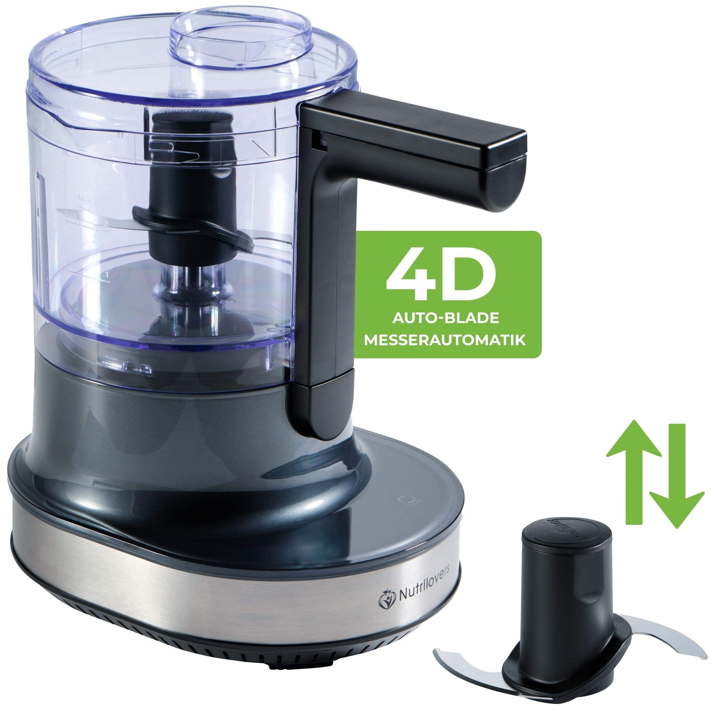 Nutrilovers Zerkleinerer NUTRI-CHOPPER 4D Multizerkleinerer mit AUTO-BLADE Funktion | 100% BPA-frei WissenWasDrinIst
