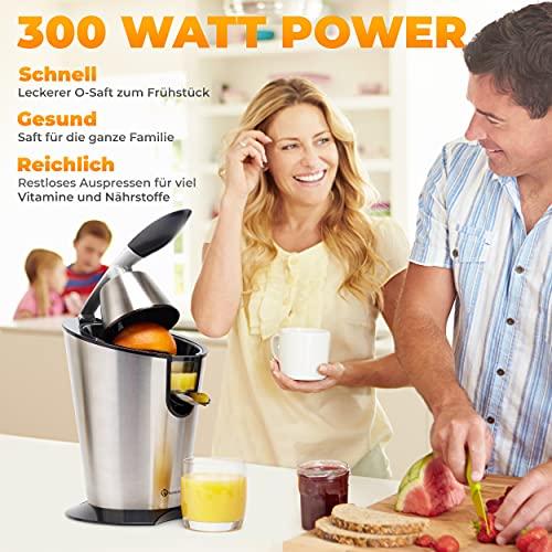 Nutrilovers Zitruspresse CITRUS-PRESS Zitruspresse, elektrisch, Edelstahl, 300W | 100% BPA-frei WissenWasDrinIst