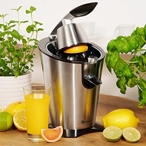 Nutrilovers Zitruspresse CITRUS-PRESS Zitruspresse, elektrisch, Edelstahl, 300W | 100% BPA-frei WissenWasDrinIst