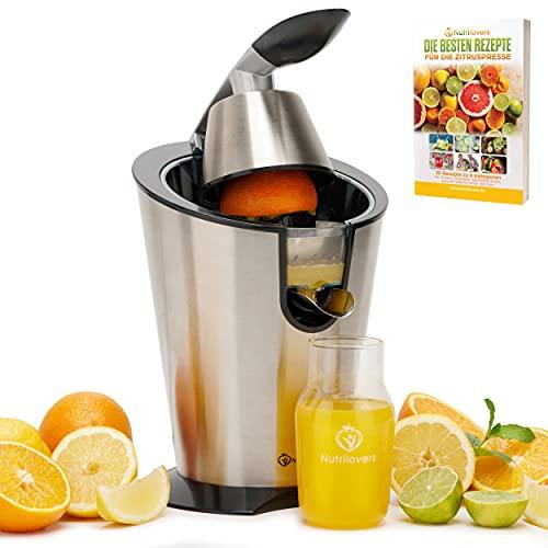 Nutrilovers Zitruspresse CITRUS-PRESS Zitruspresse, elektrisch, Edelstahl, 300W | 100% BPA-frei WissenWasDrinIst