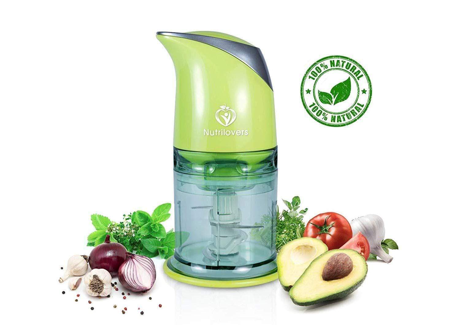 Nutrilovers Zerkleinerer NUTRI-CHOPPER Multizerkleinerer elektrisch | Zerkleinerer für Nüsse, Zwiebel, Obst & Gemüse - BPA-frei kuechengeraete haushaltsgeraete WissenWasDrinIst
