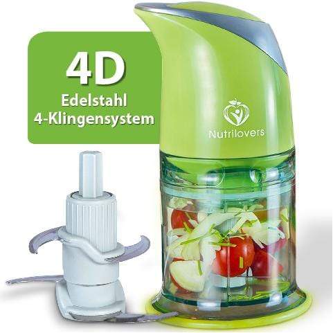 Nutrilovers Zerkleinerer NUTRI-CHOPPER Multizerkleinerer elektrisch | Zerkleinerer für Nüsse, Zwiebel, Obst & Gemüse - BPA-frei kuechengeraete haushaltsgeraete WissenWasDrinIst