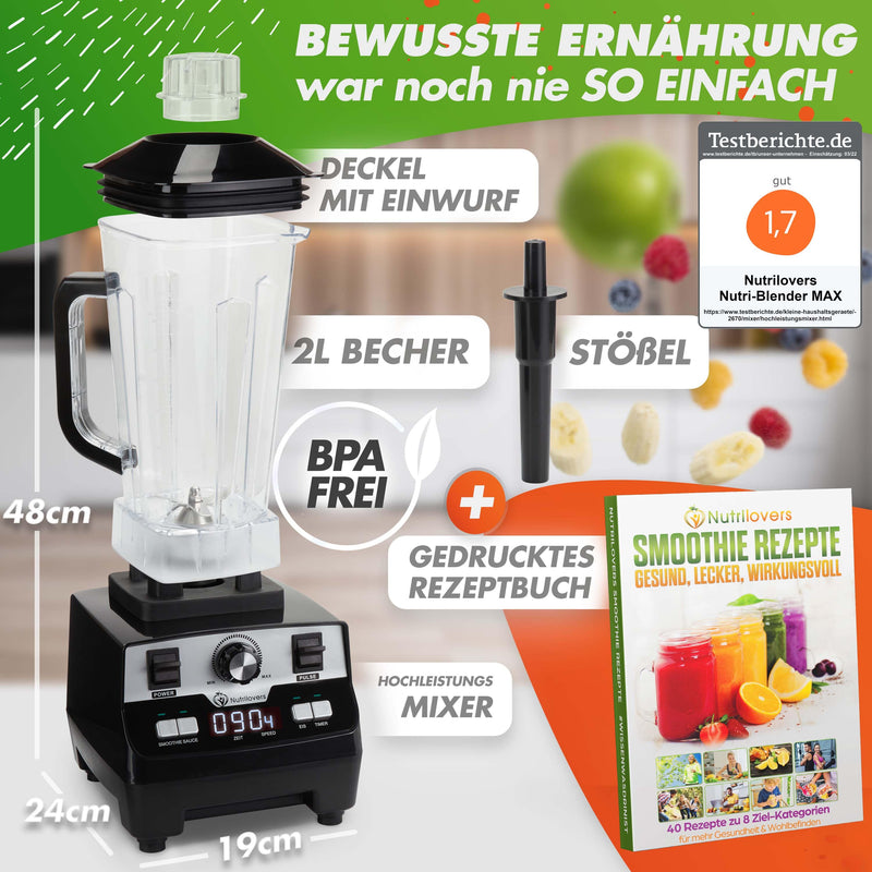 Nutri-Blender MAX, 2L BPA-freier Mixer, inkl. Stößel und Rezeptbuch, hoher Leistungsstandard.