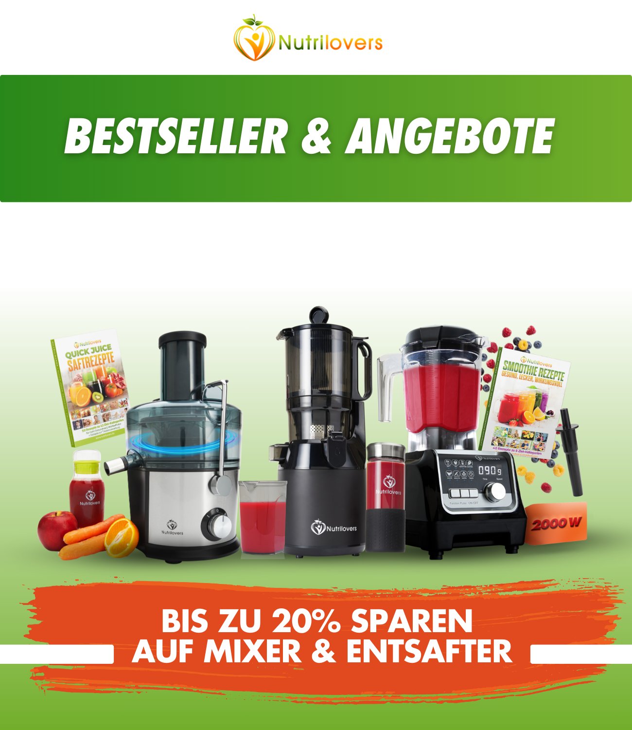 QUICK-JUICER Zentrifugal-Entsafter NUTRI-PRESS NO.1 - Premium Slow Juicer GREEN-PRESS MAX EDELSTAHLMULTI-PRESS Profi Slow Juicer mit 6+1 Multi-Aufsätzen für Saft, Pasta, Brot & Sorbet NUTRI-FRYER Heißluftfritteuse XXL 2000W 5.0 L | Cool Touch | Digital To