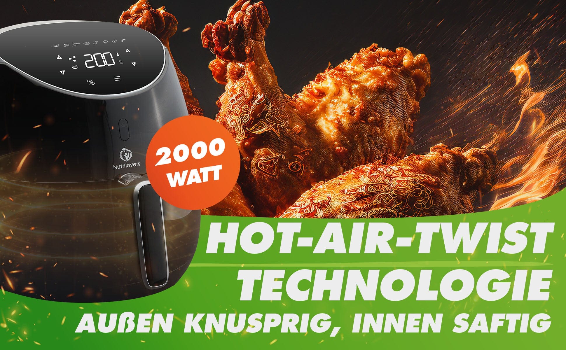 hot-air-twist technologie,heissluftfriteuse,nutrilovers,backen,garen,heissluftfriteuse xxl,heissluftfriteusen xxl