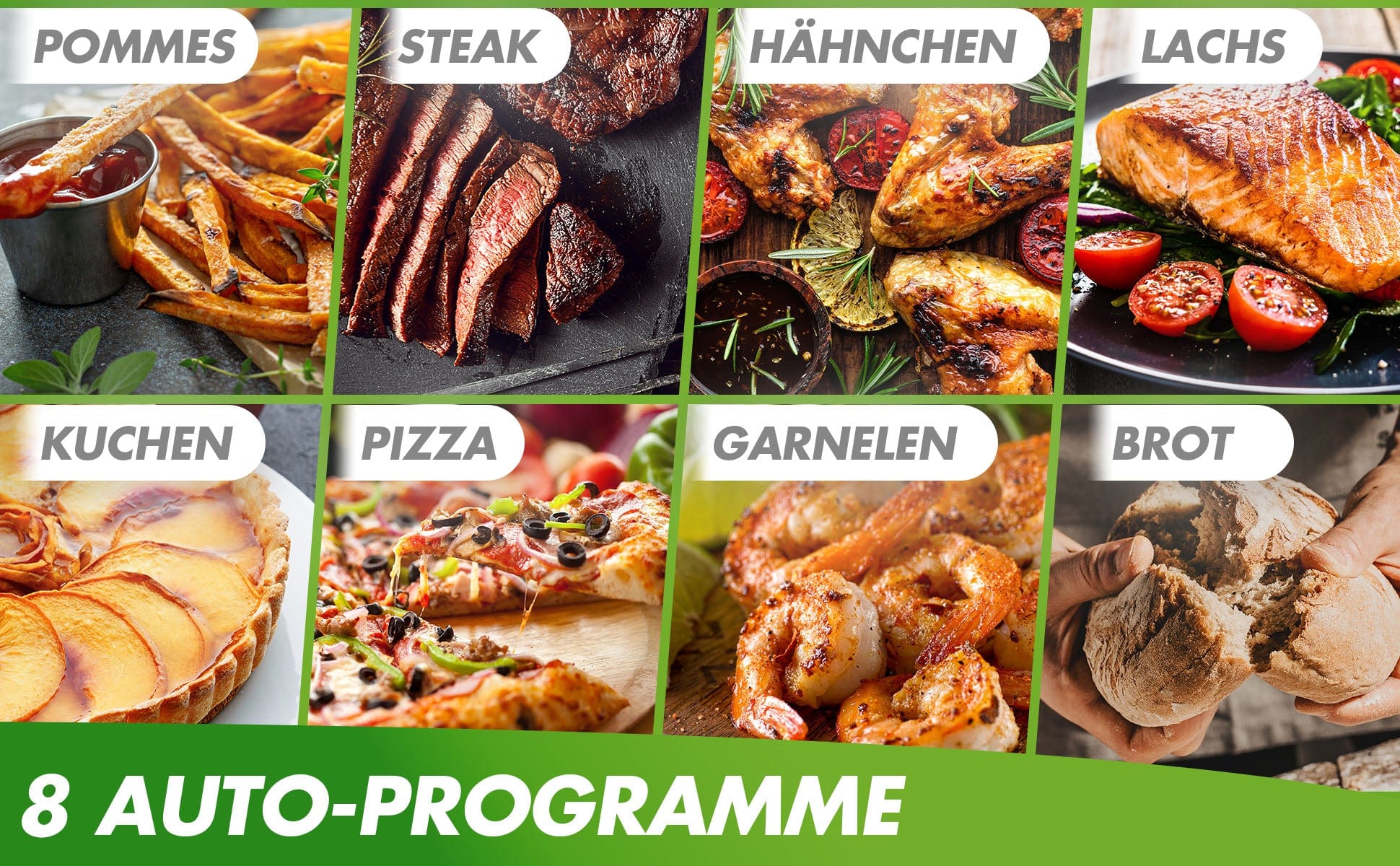 pommes,steak,haenchen,pilz,garnelen,pizza ,kuchen,lachs,heissluftfriteuse xxl,heissluftfriteusen xxl