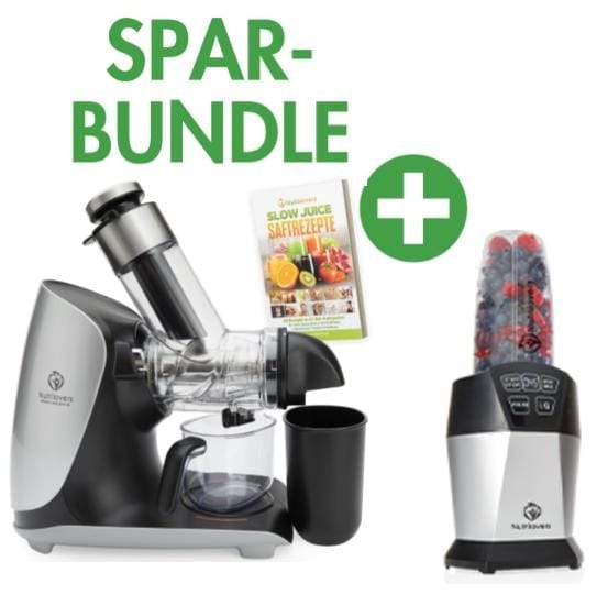 Nutrilovers GREEN-PRESS MAX Slow Juicer + NUTRI-BLENDER Smoothie-Maker | Spar-Bundle