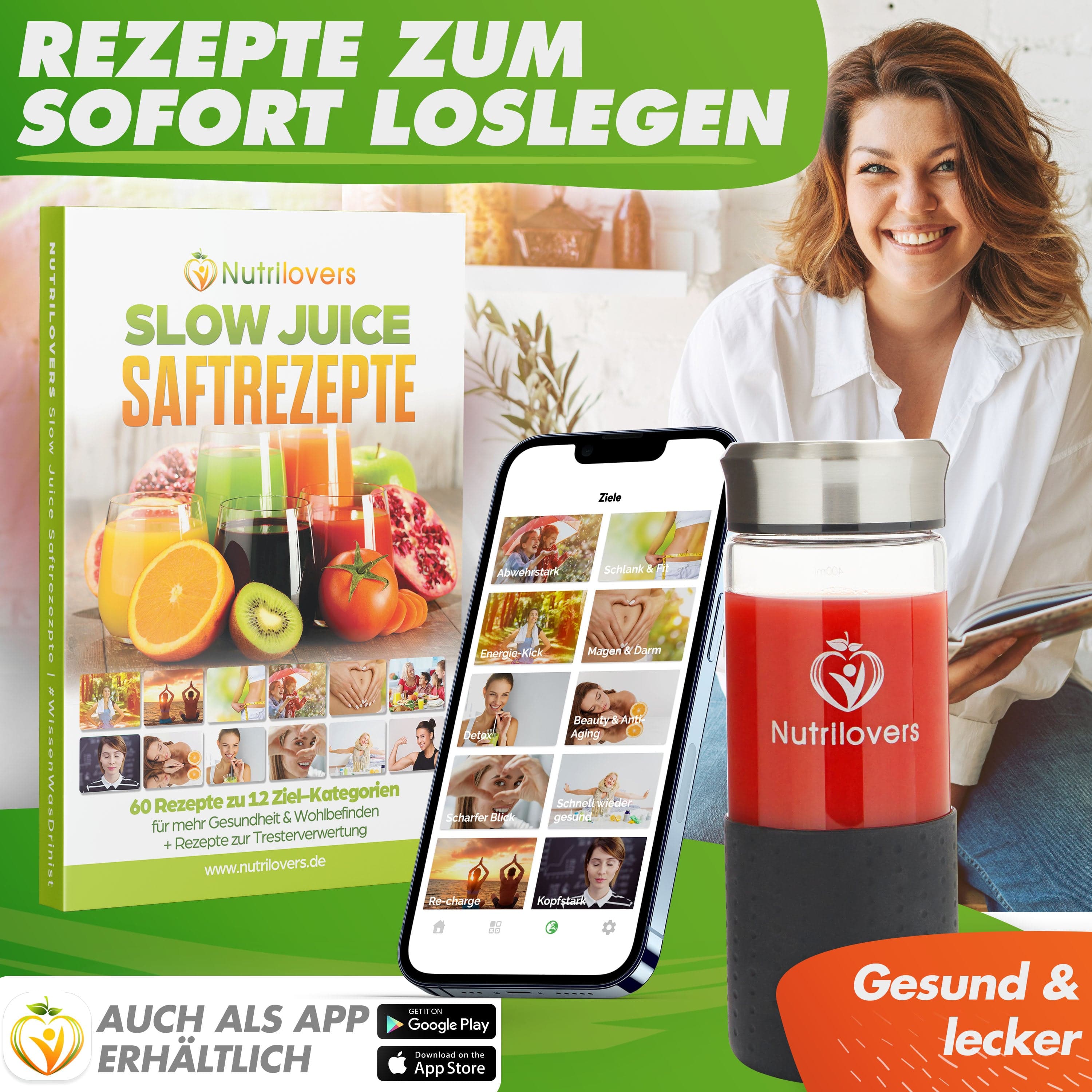 Nutrilovers Slow Juicer NUTRI-PRESS NO.1 (B) Slow Juicer Vertikal mit 3 Sieben | BPA-frei WissenWasDrinIst