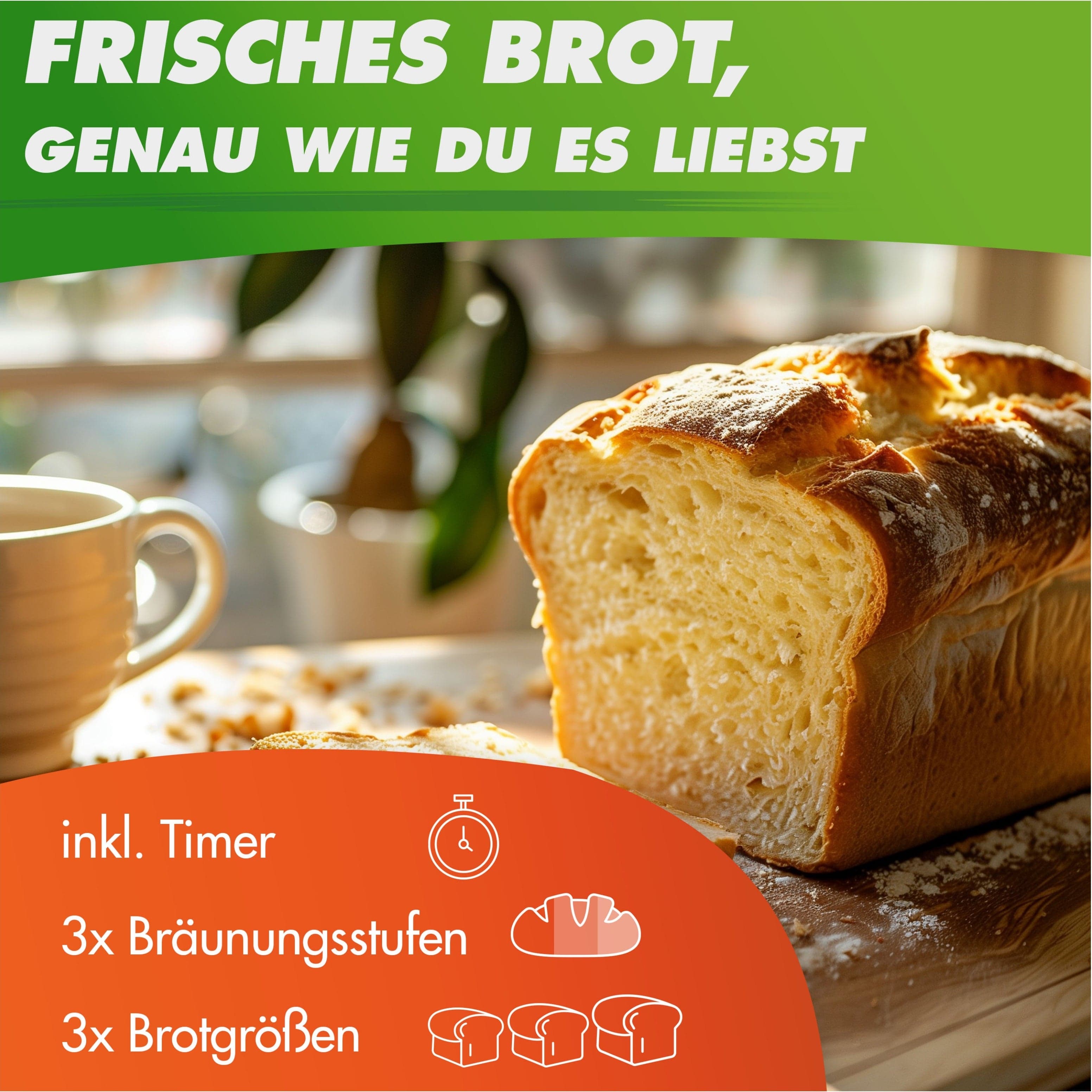 Nutrilovers Brotbackautomat NUTRI-BREAD MAKER Brotbackautomat mit 19 Programmen, inkl. Rezeptbuch WissenWasDrinIst