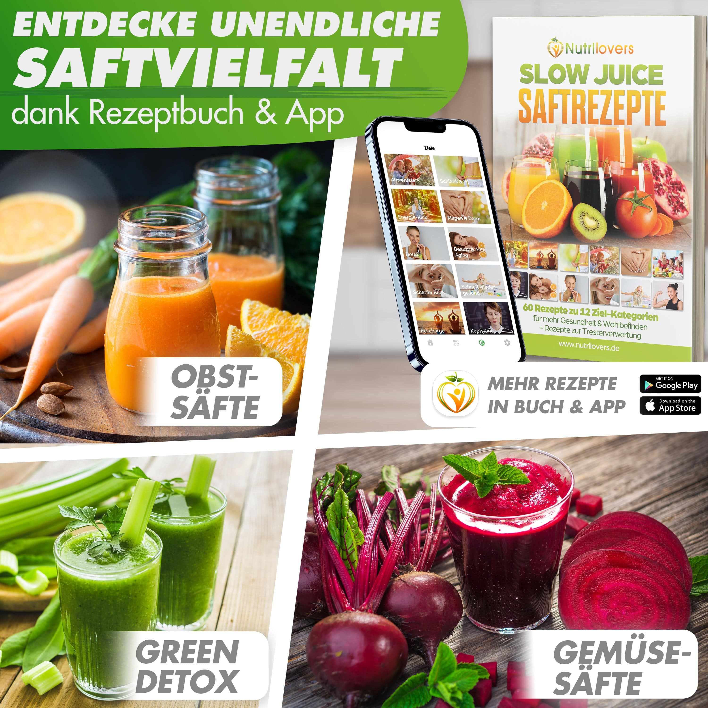 Nutrilovers GREEN-PRESS MAX Slow Juicer + NUTRI-CHOPPER 4D Multizerkleinerer | Spar-Bundle WissenWasDrinIst
