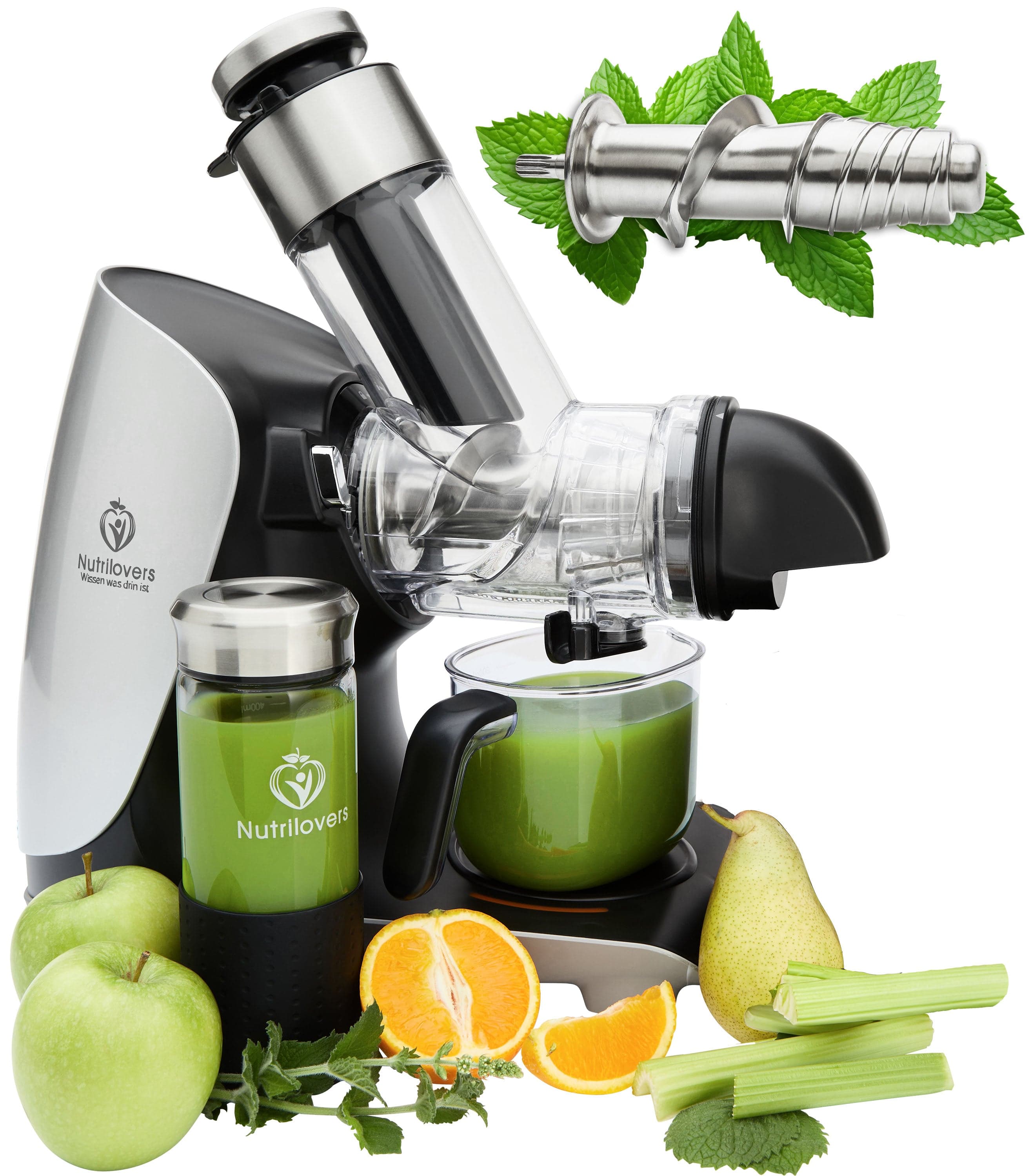 Nutrilovers GREEN-PRESS MAX Slow Juicer + NUTRI-CHOPPER 4D Multizerkleinerer | Spar-Bundle WissenWasDrinIst