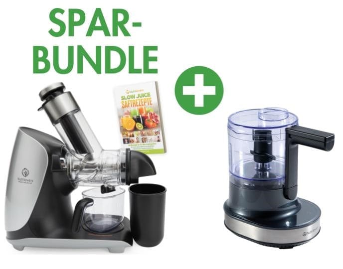 Nutrilovers GREEN-PRESS MAX Slow Juicer + NUTRI-CHOPPER 4D Multizerkleinerer | Spar-Bundle WissenWasDrinIst