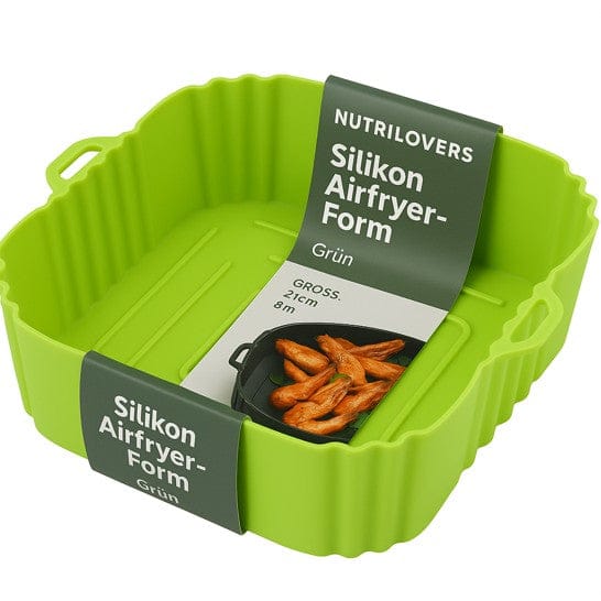Nutrilovers Heissluftfritteuse Silikonform NUTRI-FRYER EDELSTAHL Heißluftfritteuse Zubehör WissenWasDrinIst