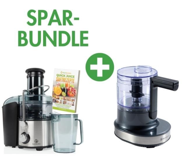 Nutrilovers QUICK-JUICER MAX & NUTRI-CHOPPER 4D - Entsafter & Zerkleinerer  | Spar-Bundle WissenWasDrinIst