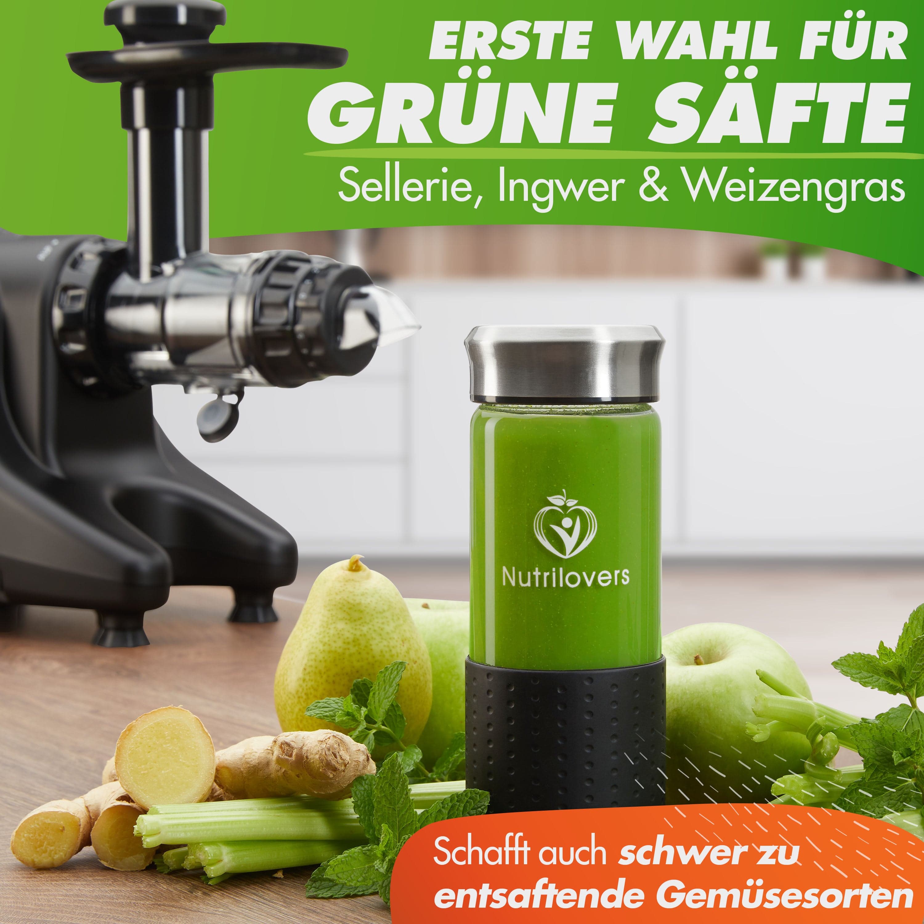 Nutrilovers MULTI-PRESS KERAMIK (B) Profi Slow Juicer mit echter Keramik Presschnecke | BPA-frei