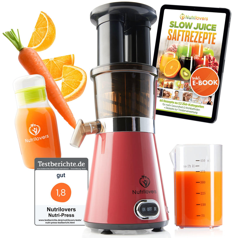 Nutrilovers NUTRI-PRESS (B) Pink Pepper Elektrischer Entsafter, Slow Juicer